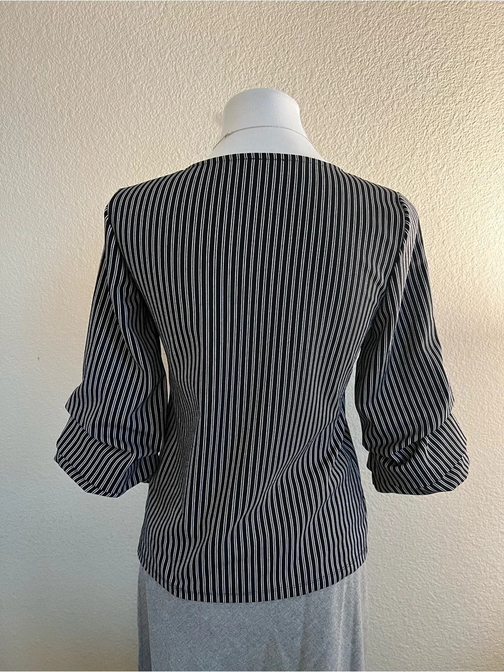 Banana Republic Vertical Striped Puff Sleeve Blouse